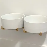 Bamboo & Ceramic Raised Bowls Bamboo & Ceramic Raised Bowls